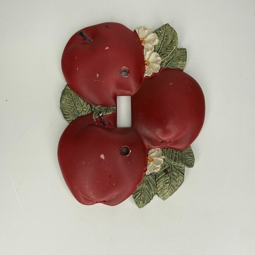 VICKI LANE Apples Theme Hand-Painted 3D Single Light Switch Outlet Cover Plate
